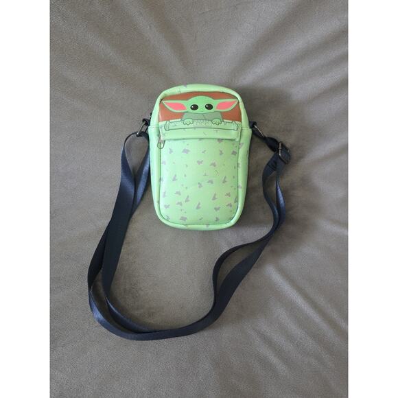 Star Wars Handbags - Baby Yoda Star Wars Grogu Crossbody Bag Purse Green With Dark Blue Strap